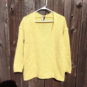 TopShop Cozy Chunky Knit V-Neck Sweater Relaxed Boho Indie Size Small